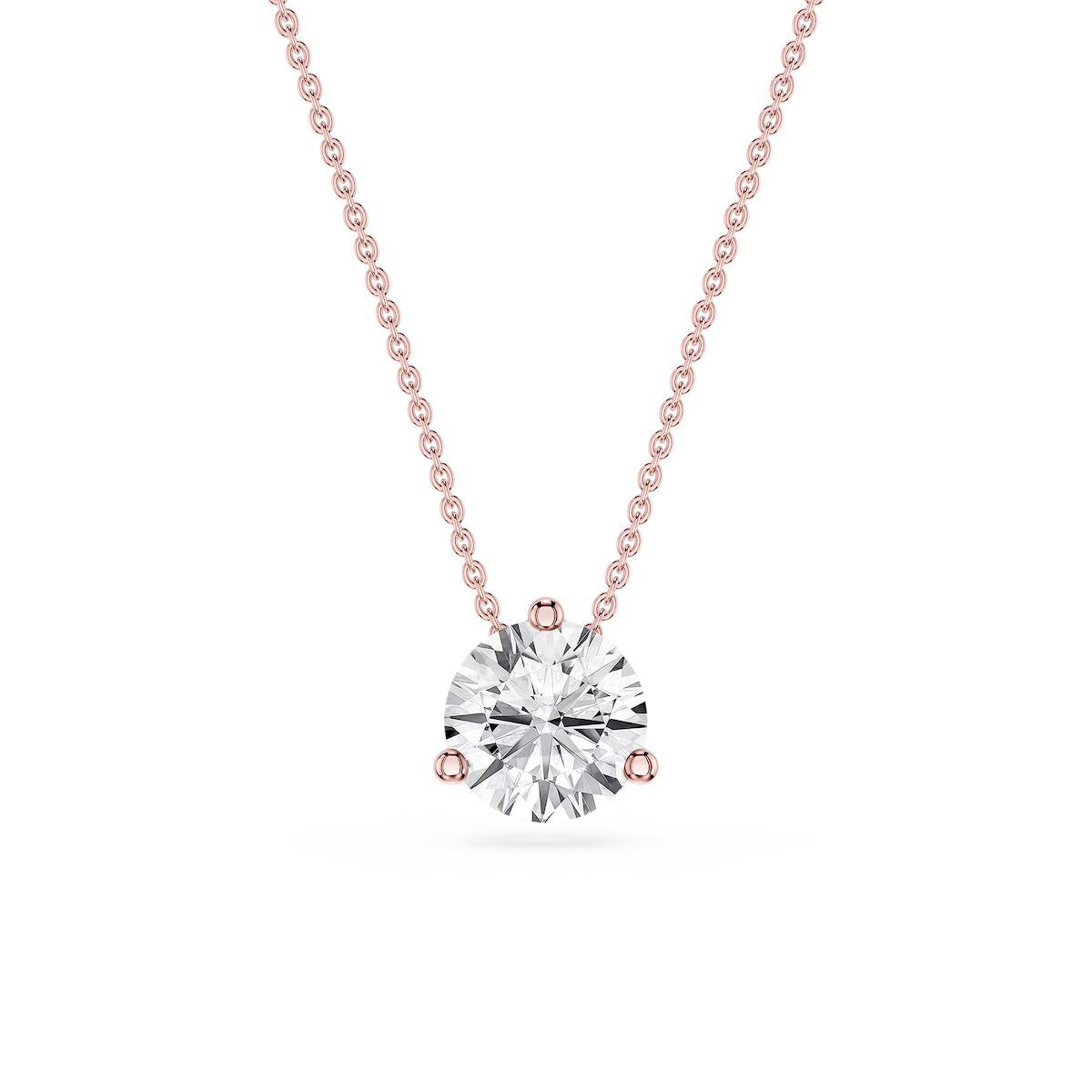 Round Lab Grown Diamond 3 Prong Solitaire Slider Pendant - 16 to 18 Inches