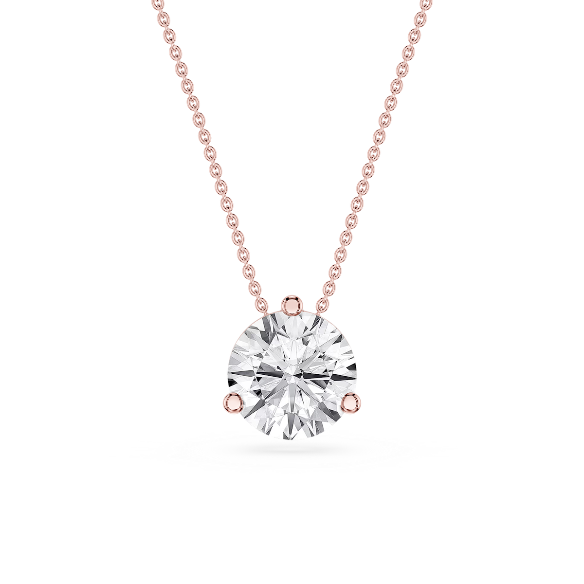 Round Lab Grown Diamond 3 Prong Solitaire Slider Pendant - 16 to 18 Inches