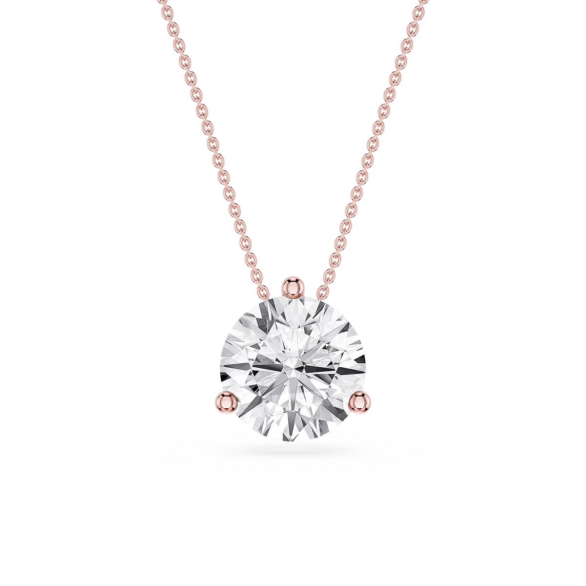 Round Lab Grown Diamond 3 Prong Solitaire Slider Pendant - 16 to 18 Inches
