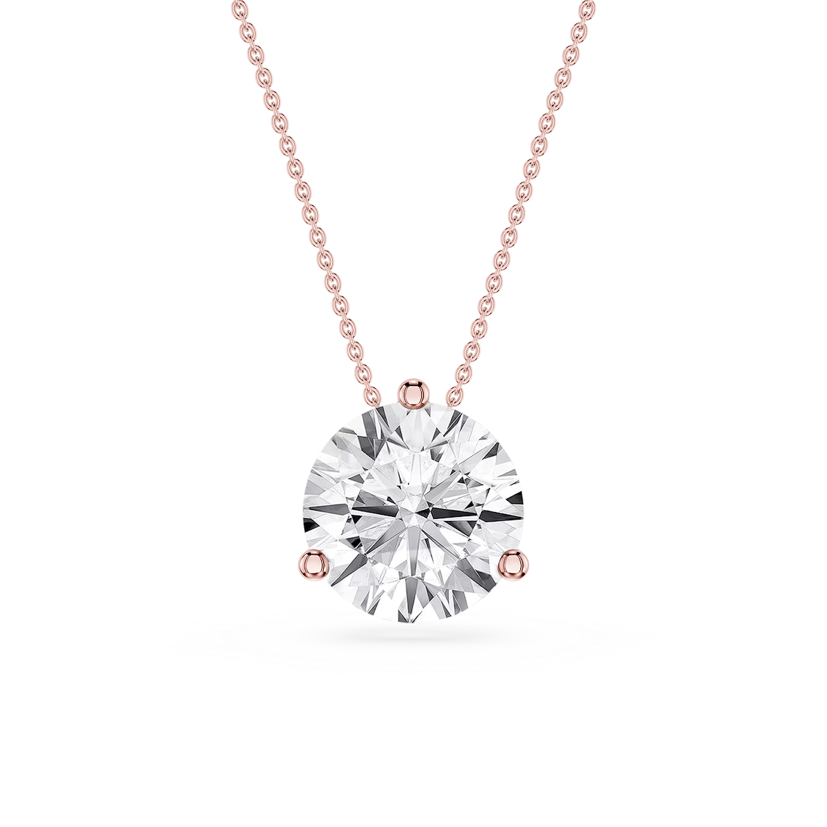 Round Lab Grown Diamond 3 Prong Solitaire Slider Pendant - 16 to 18 Inches