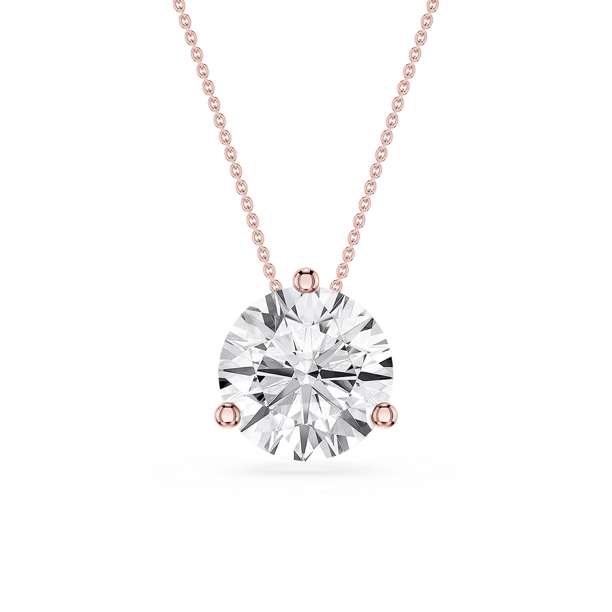Round Lab Grown Diamond 3 Prong Solitaire Slider Pendant - 16 to 18 Inches