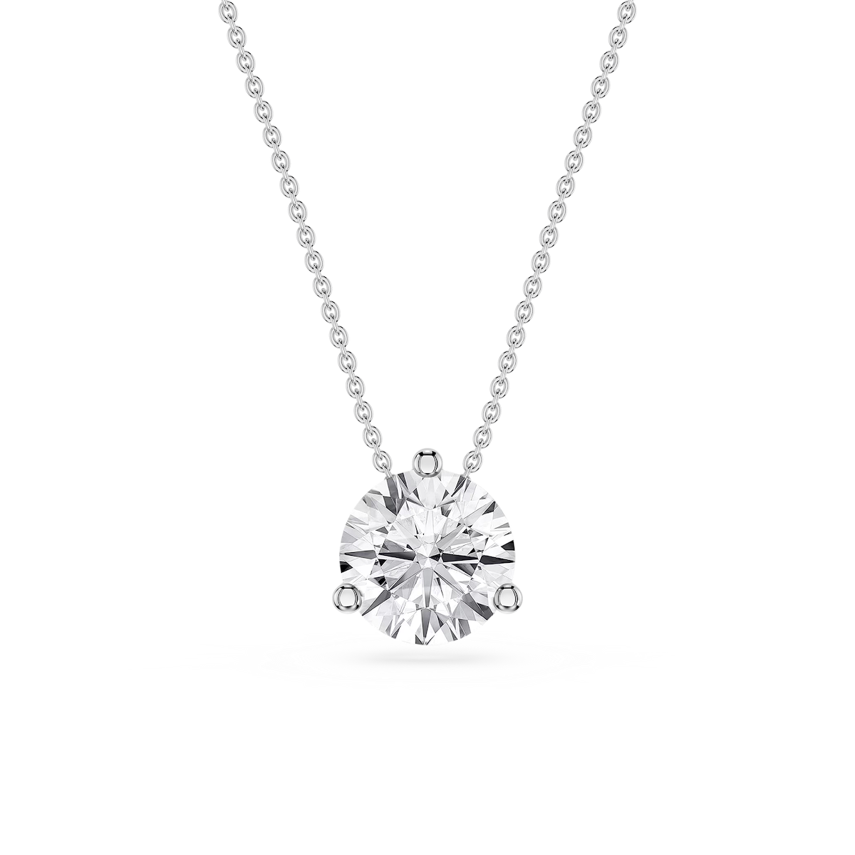 Round Lab Grown Diamond 3 Prong Solitaire Slider Pendant - 16 to 18 Inches