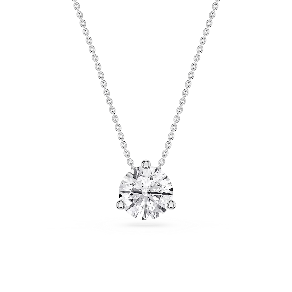 Round Lab Grown Diamond 3 Prong Solitaire Slider Pendant - 16 to 18 Inches