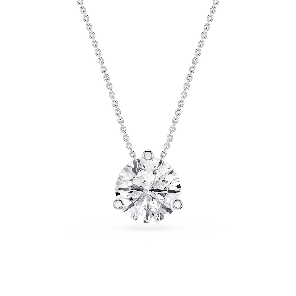 Round Lab Grown Diamond 3 Prong Solitaire Slider Pendant - 16 to 18 Inches
