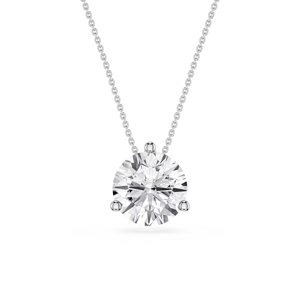 Round Lab Grown Diamond 3 Prong Solitaire Slider Pendant - 16 to 18 Inches