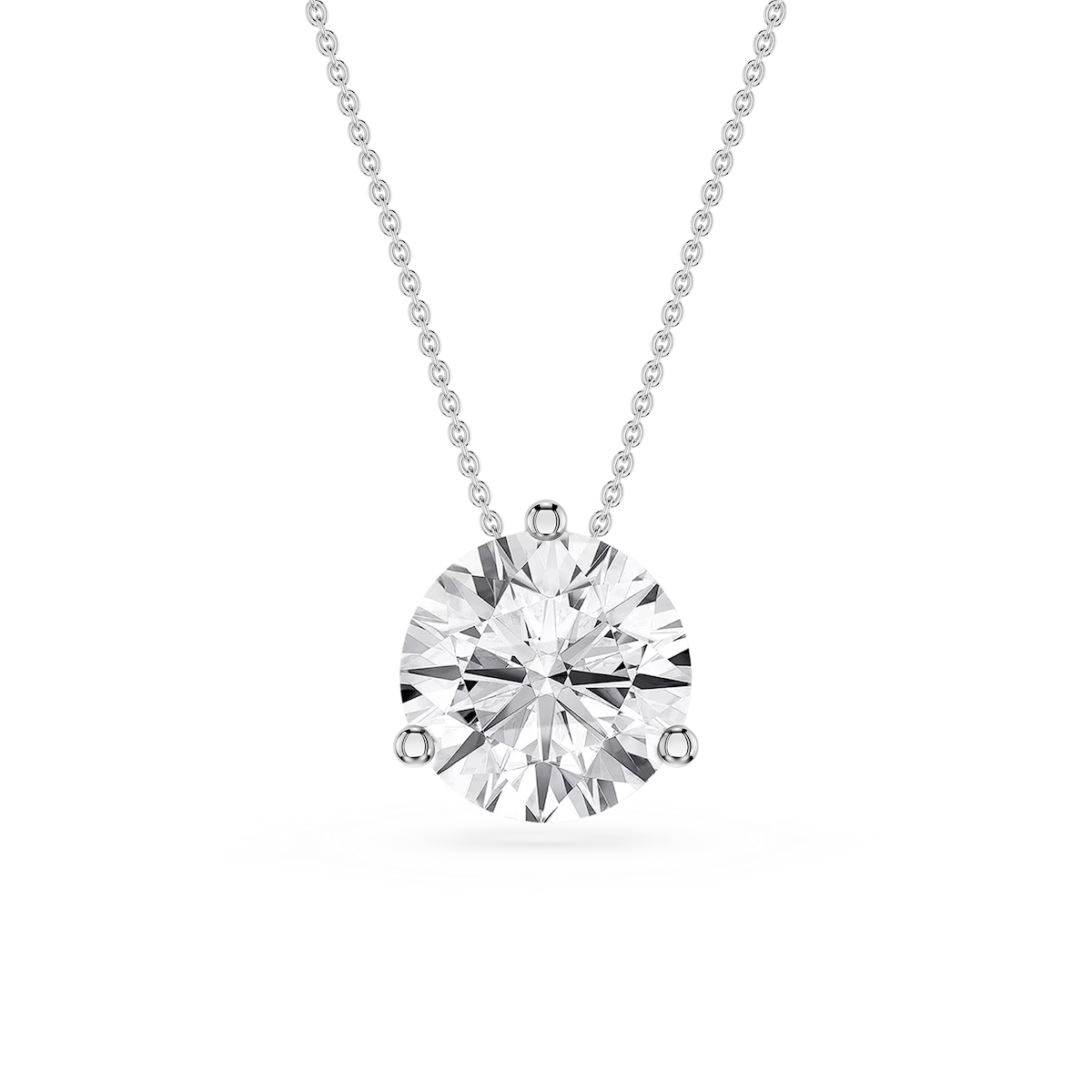 Round Lab Grown Diamond 3 Prong Solitaire Slider Pendant - 16 to 18 Inches