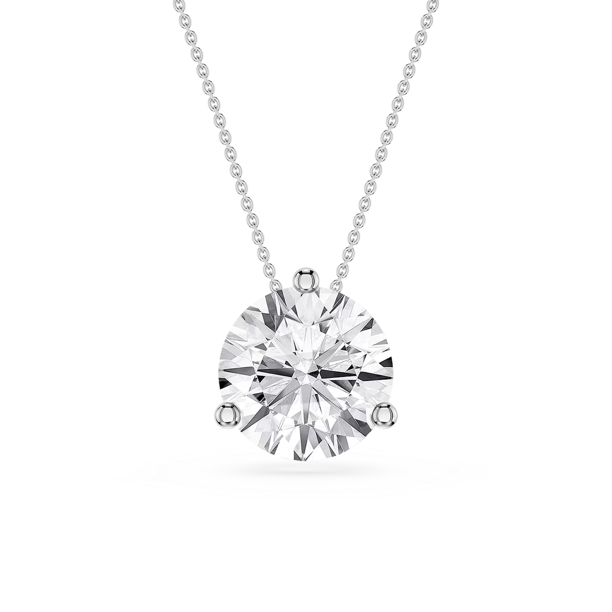 Round Lab Grown Diamond 3 Prong Solitaire Slider Pendant - 16 to 18 Inches