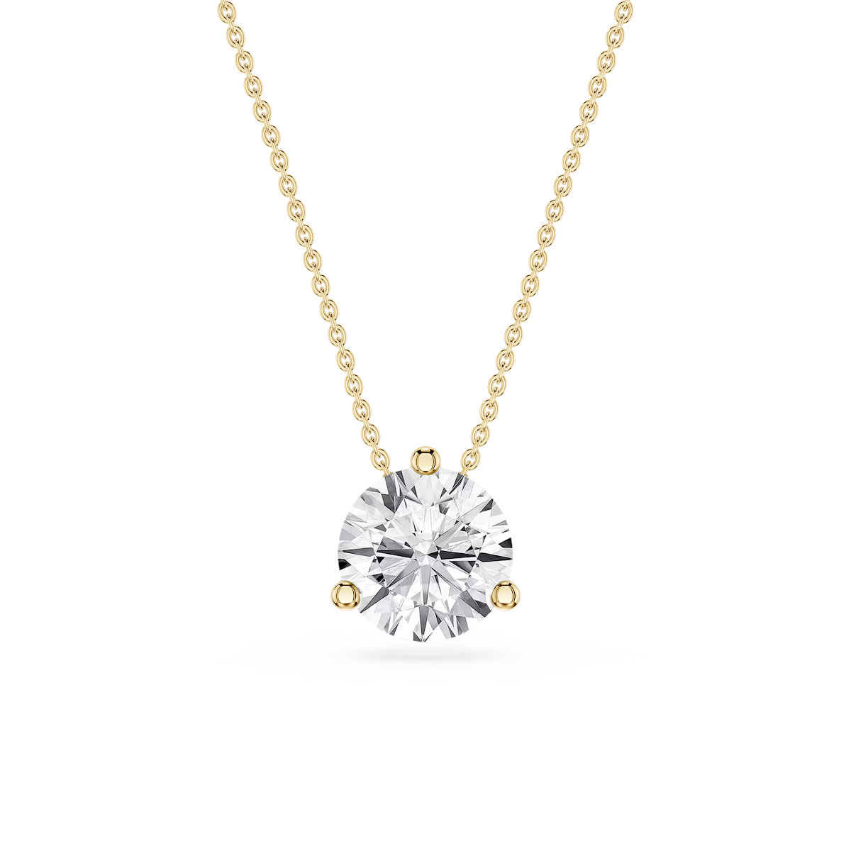 Round Lab Grown Diamond 3 Prong Solitaire Slider Pendant - 16 to 18 Inches