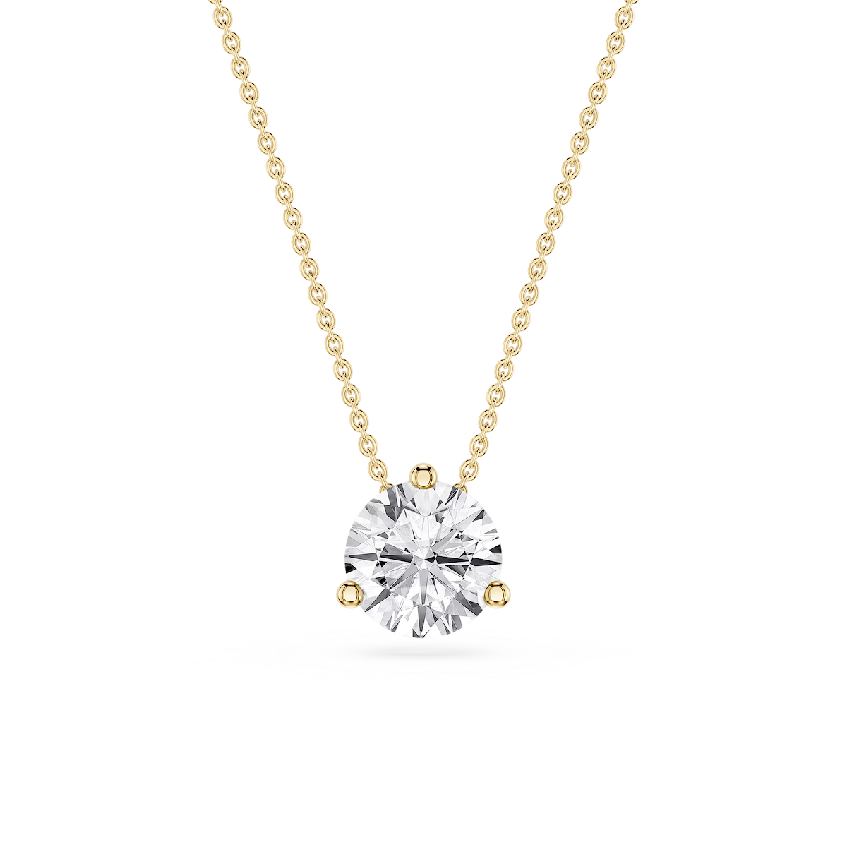 Round Lab Grown Diamond 3 Prong Solitaire Slider Pendant - 16 to 18 Inches