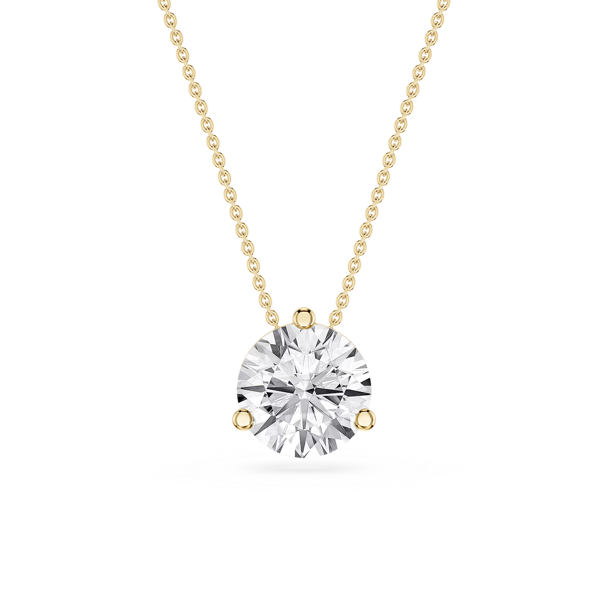 Round Lab Grown Diamond 3 Prong Solitaire Slider Pendant - 16 to 18 Inches