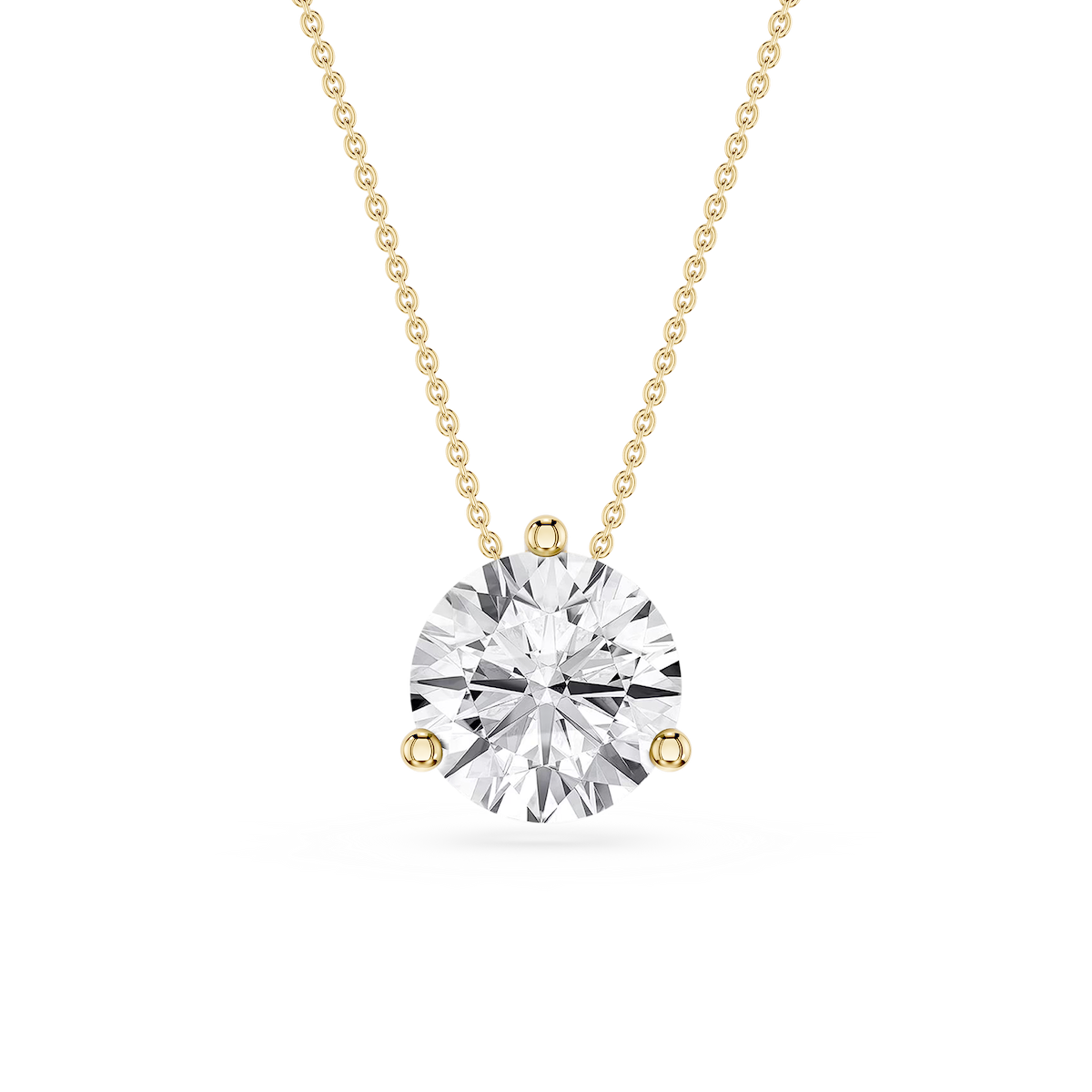 Round Lab Grown Diamond 3 Prong Solitaire Slider Pendant - 16 to 18 Inches