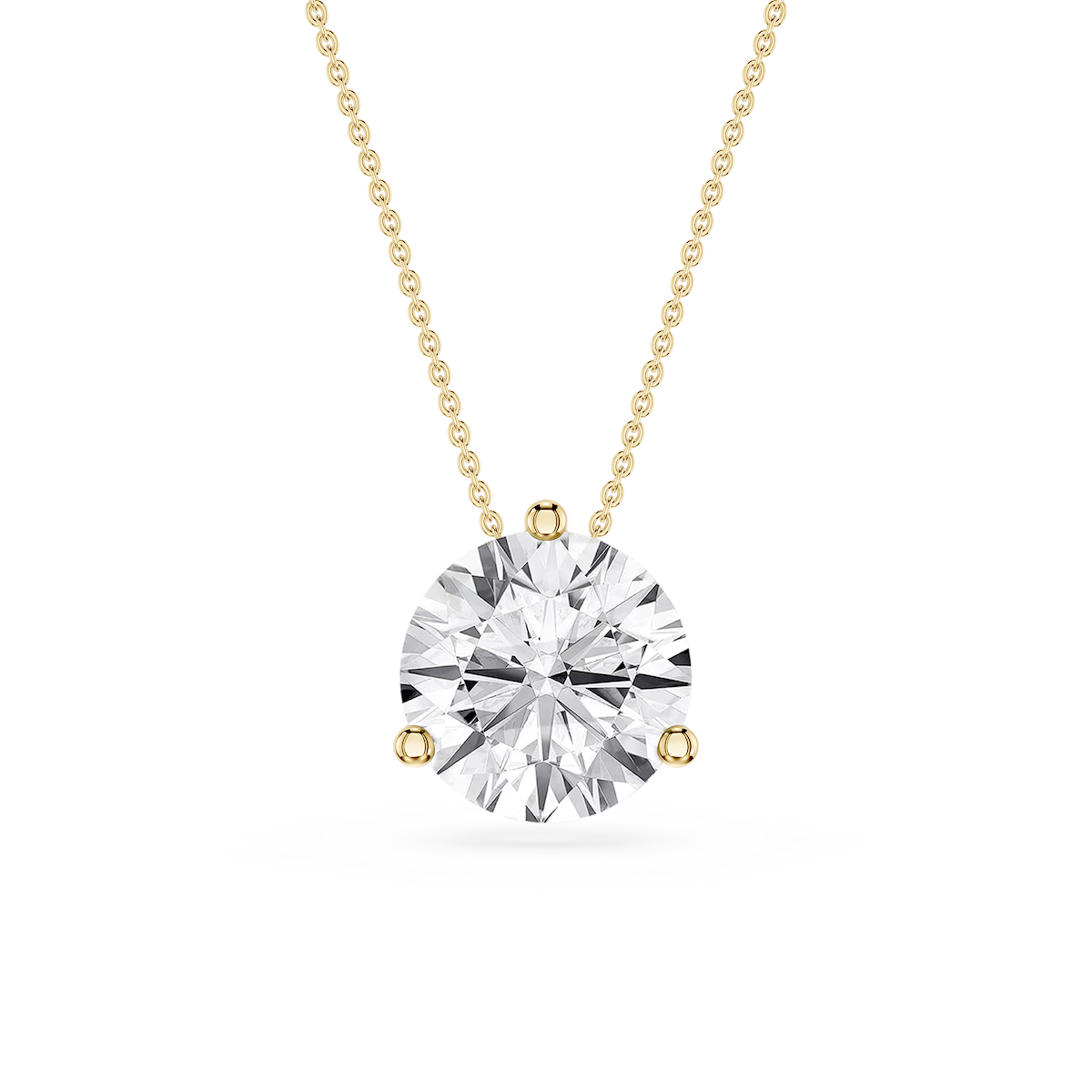 Round Lab Grown Diamond 3 Prong Solitaire Slider Pendant - 16 to 18 Inches