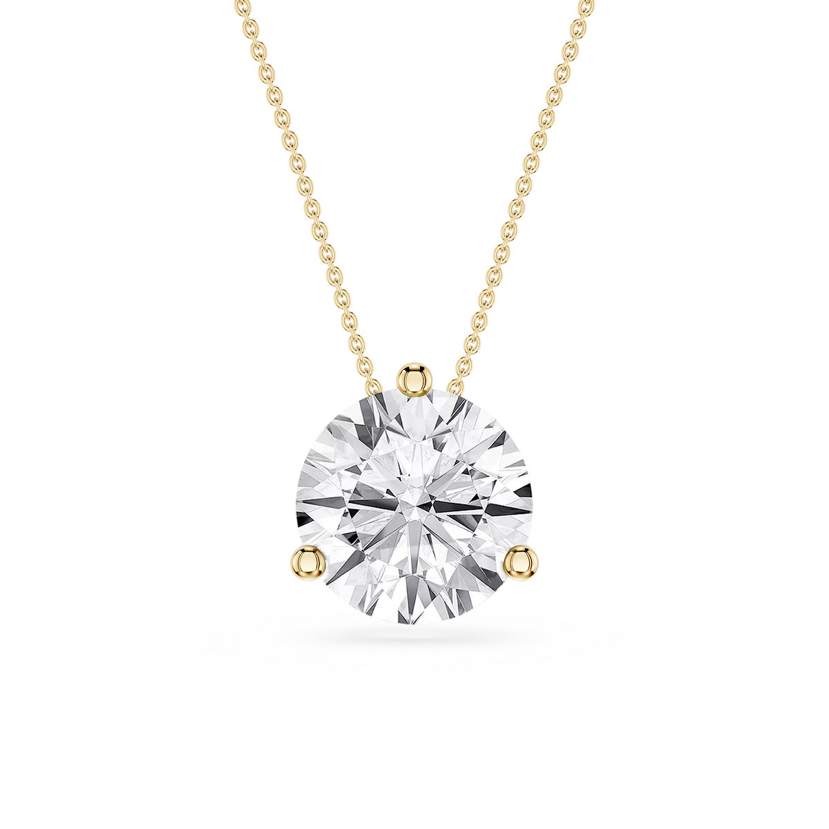Round Lab Grown Diamond 3 Prong Solitaire Slider Pendant - 16 to 18 Inches