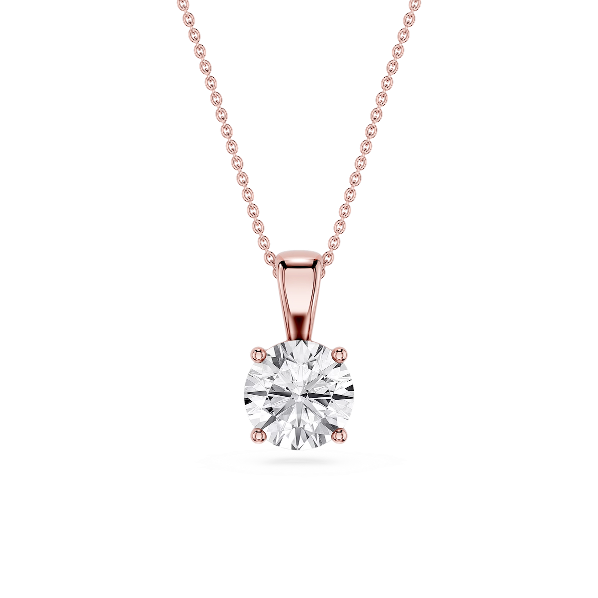 Round Lab Grown Diamond 4-Prong Single Bail Pendant - 16 to 18 Inches