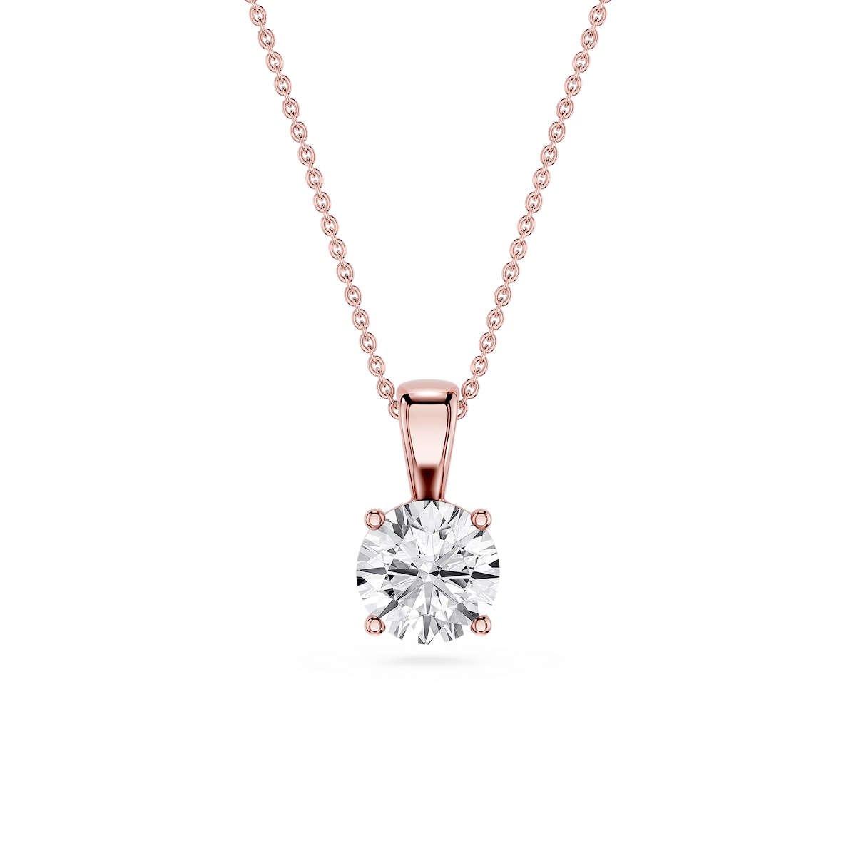 Round Lab Grown Diamond 4-Prong Single Bail Pendant - 16 to 18 Inches