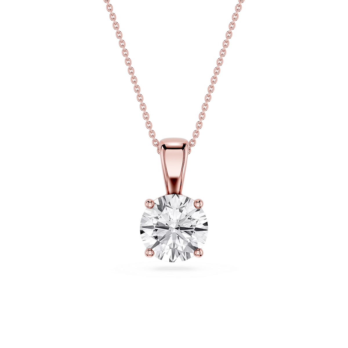 Round Lab Grown Diamond 4-Prong Single Bail Pendant - 16 to 18 Inches