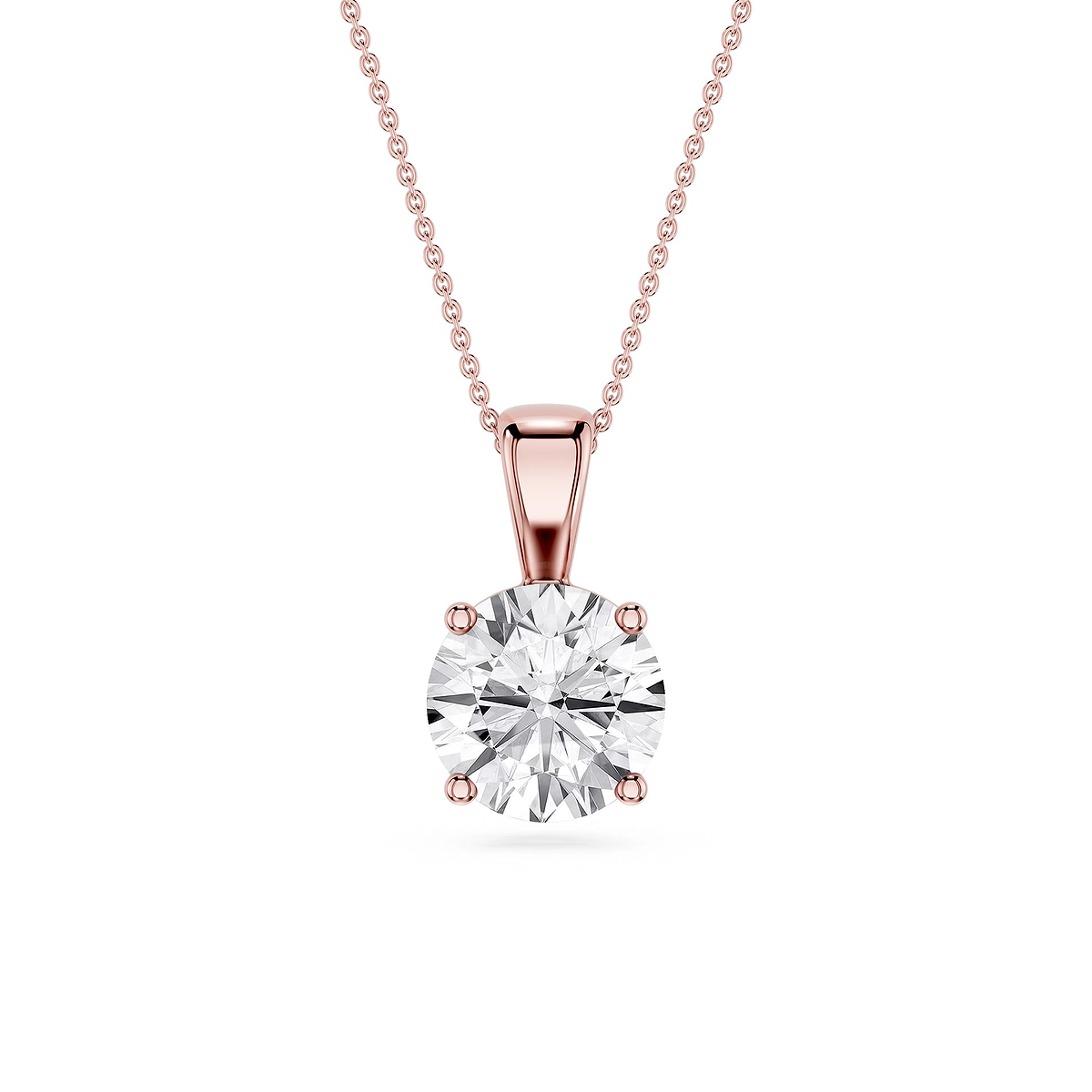 Round Lab Grown Diamond 4-Prong Single Bail Pendant - 16 to 18 Inches