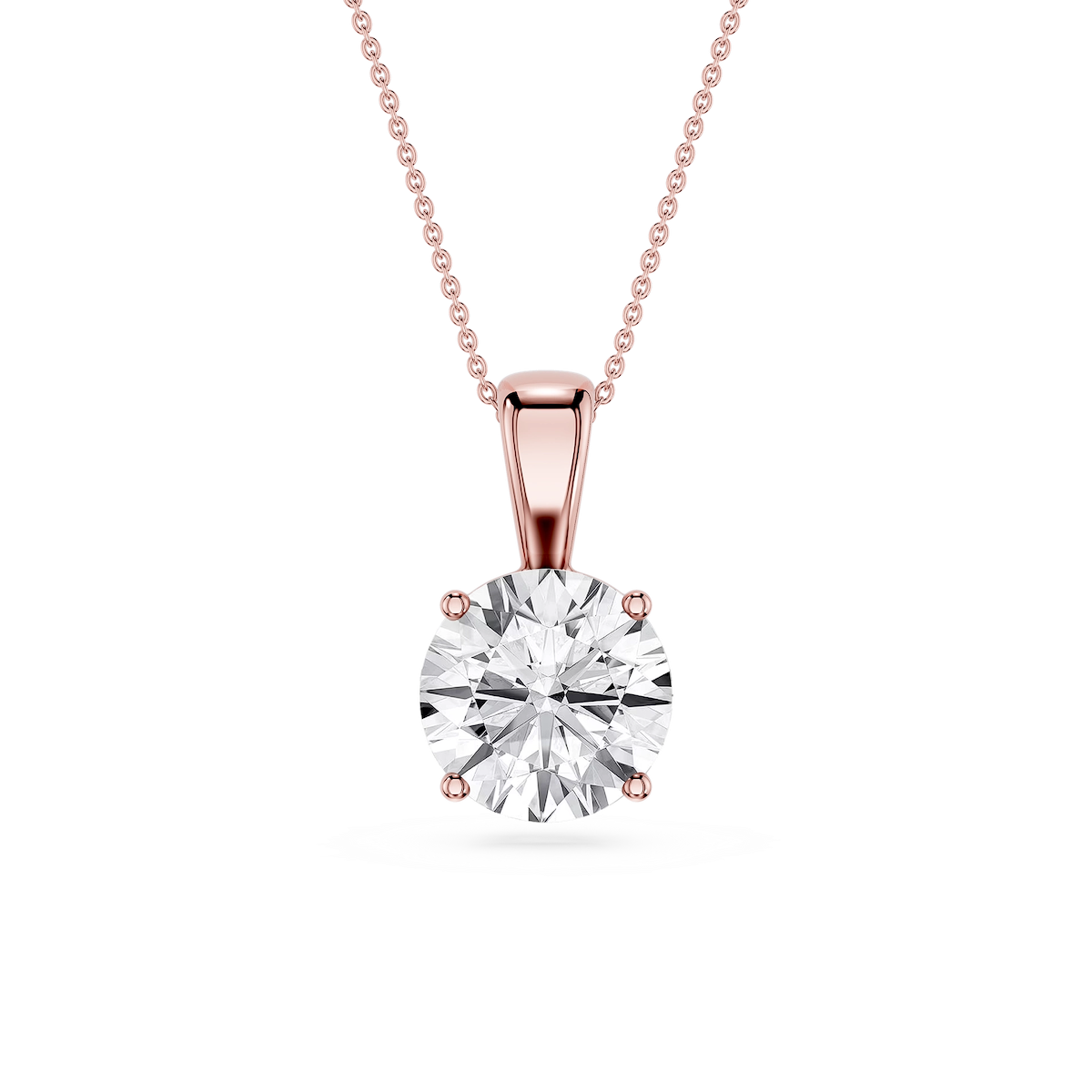 Round Lab Grown Diamond 4-Prong Single Bail Pendant - 16 to 18 Inches