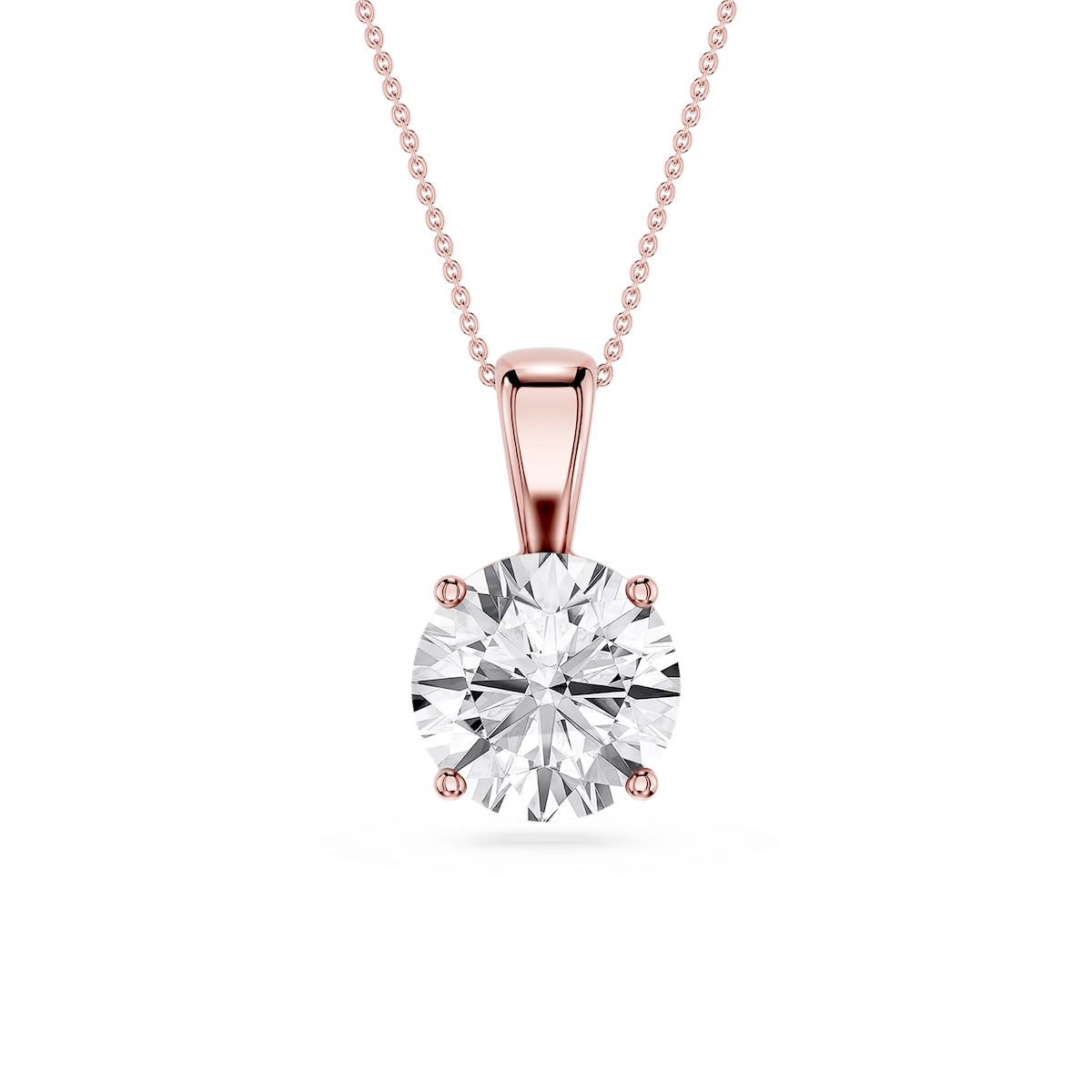 Round Lab Grown Diamond 4-Prong Single Bail Pendant - 16 to 18 Inches