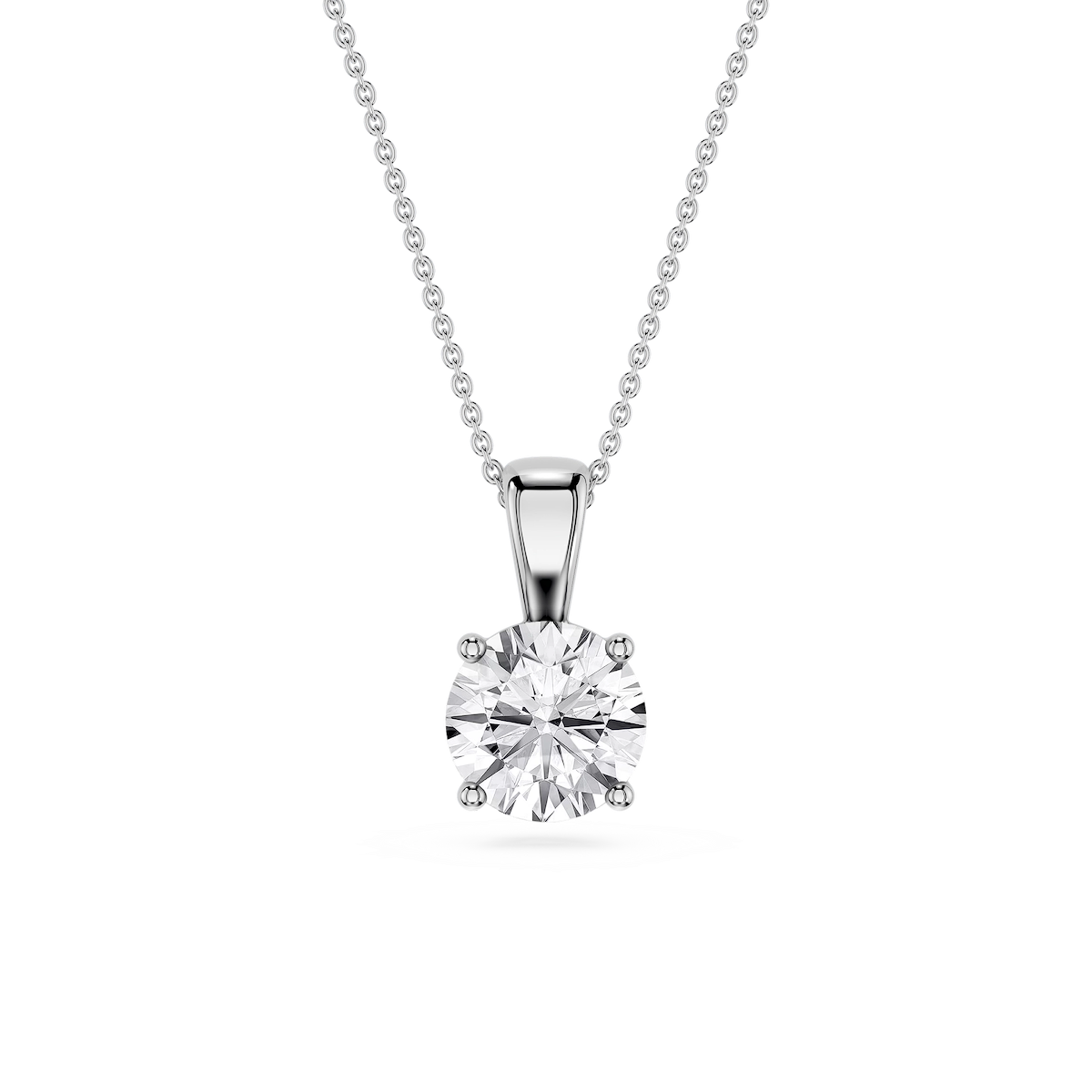 Round Lab Grown Diamond 4-Prong Single Bail Pendant - 16 to 18 Inches