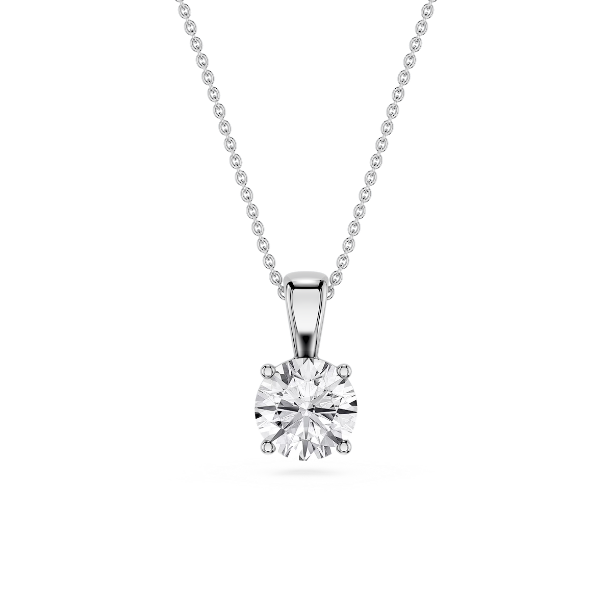 Round Lab Grown Diamond 4-Prong Single Bail Pendant - 16 to 18 Inches