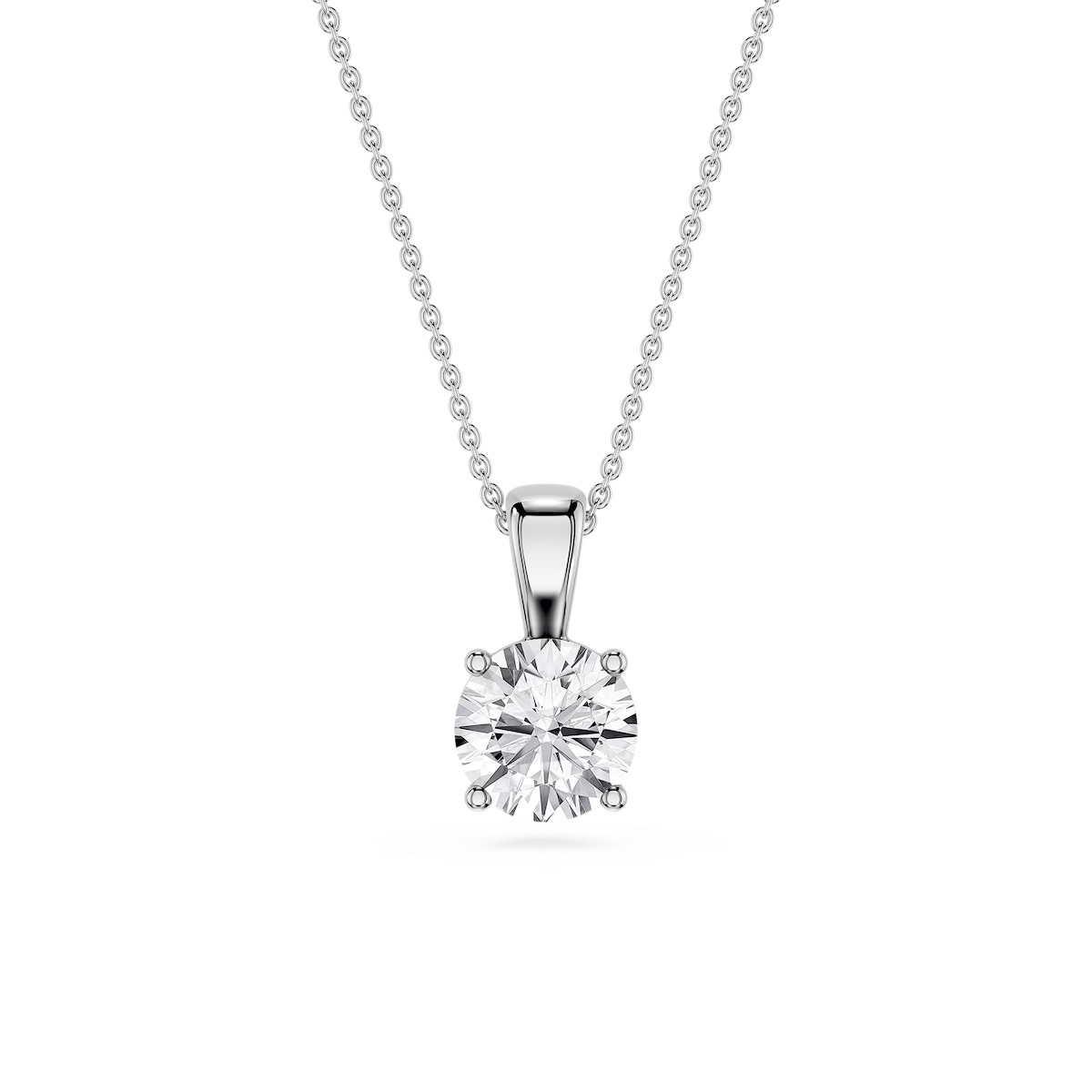 Round Lab Grown Diamond 4-Prong Single Bail Pendant - 16 to 18 Inches
