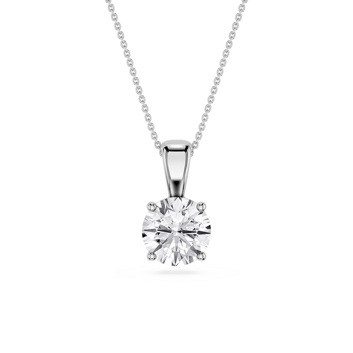 Round Lab Grown Diamond 4-Prong Single Bail Pendant - 16 to 18 Inches