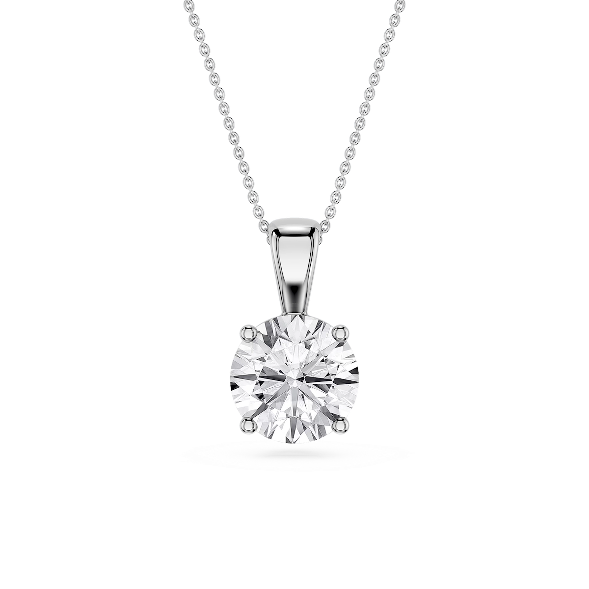 Round Lab Grown Diamond 4-Prong Single Bail Pendant - 16 to 18 Inches