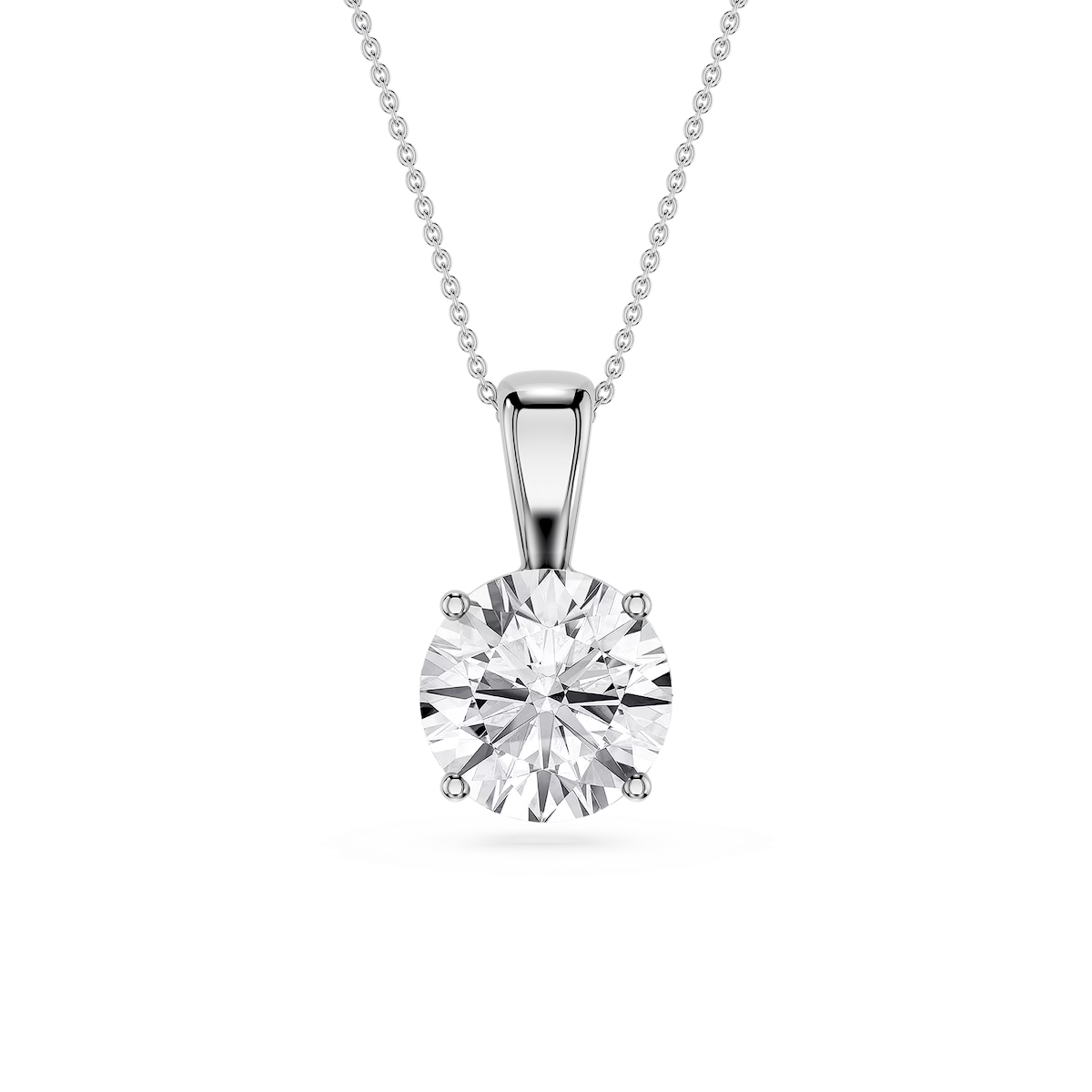 Round Lab Grown Diamond 4-Prong Single Bail Pendant - 16 to 18 Inches
