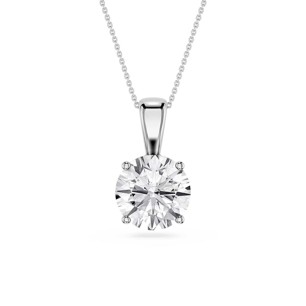 Round Lab Grown Diamond 4-Prong Single Bail Pendant - 16 to 18 Inches