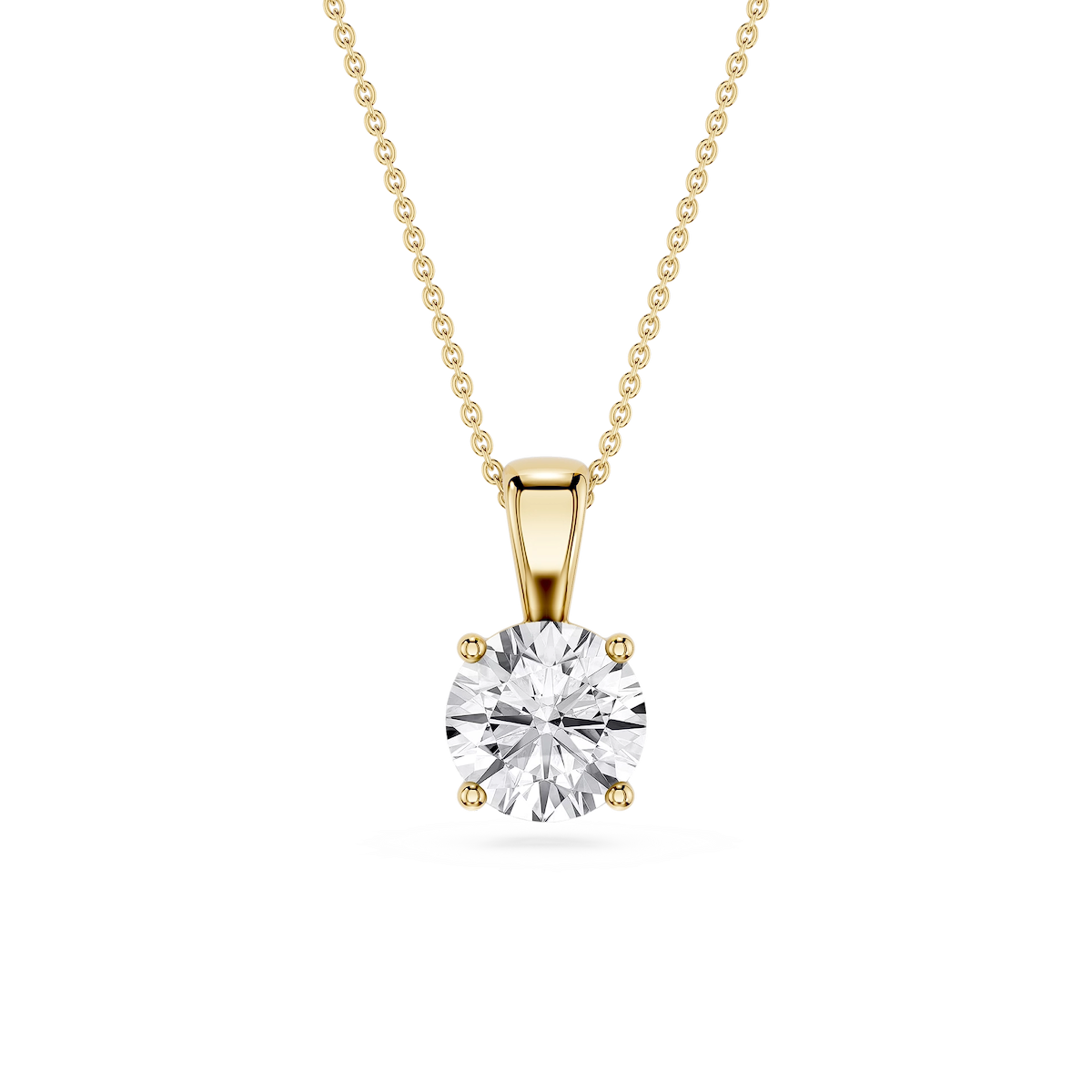 Round Lab Grown Diamond 4-Prong Single Bail Pendant - 16 to 18 Inches