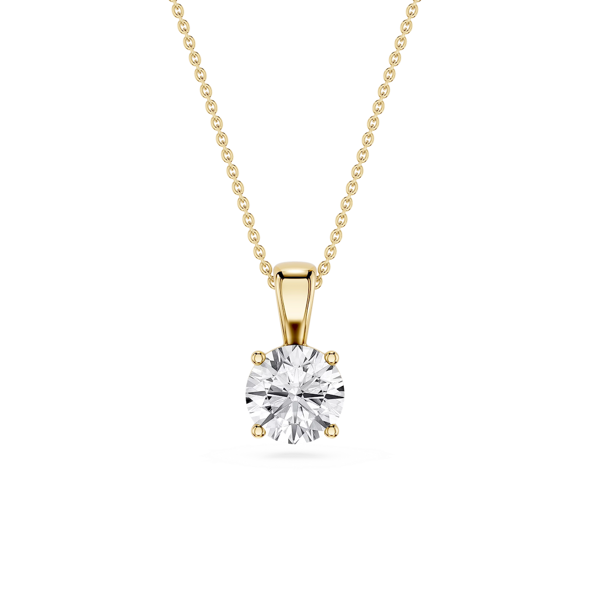 Round Lab Grown Diamond 4-Prong Single Bail Pendant - 16 to 18 Inches