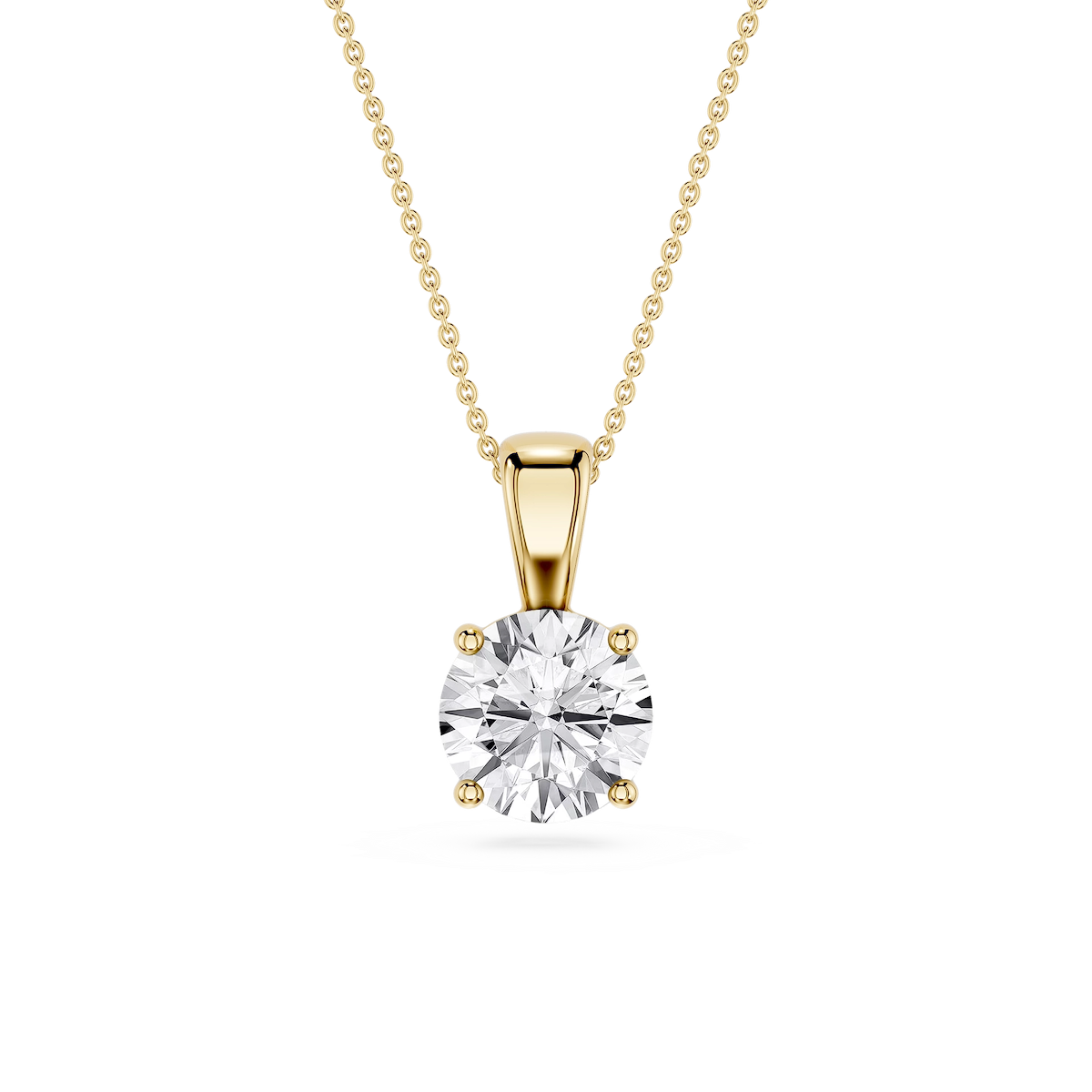 Round Lab Grown Diamond 4-Prong Single Bail Pendant - 16 to 18 Inches