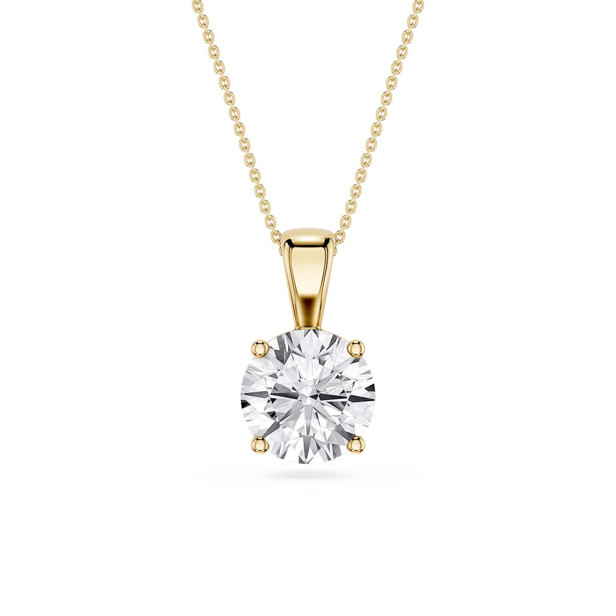 Round Lab Grown Diamond 4-Prong Single Bail Pendant - 16 to 18 Inches