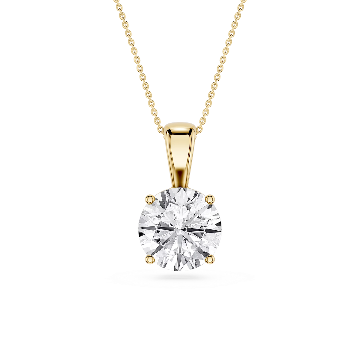 Round Lab Grown Diamond 4-Prong Single Bail Pendant - 16 to 18 Inches
