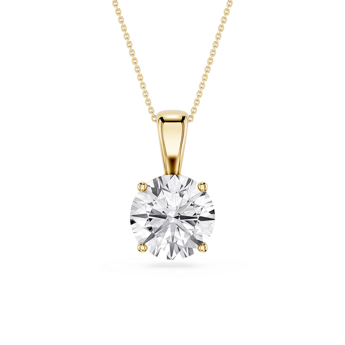 Round Lab Grown Diamond 4-Prong Single Bail Pendant - 16 to 18 Inches