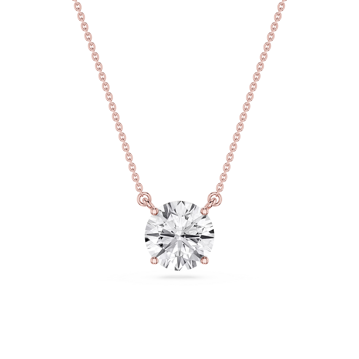 Round Lab Grown Diamond 4 Prong Solitaire Pendant - 16 to 18 Inches