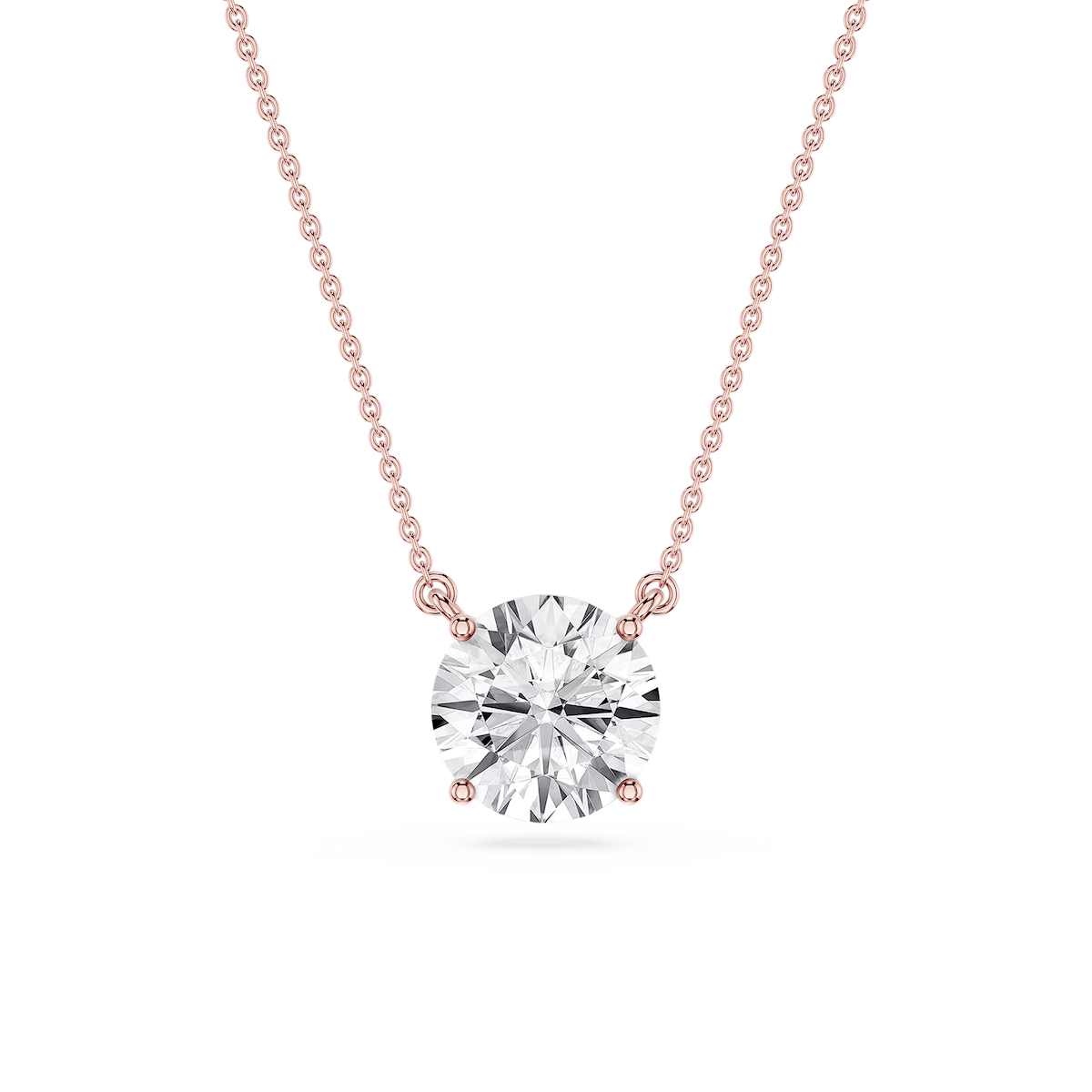 Round Lab Grown Diamond 4 Prong Solitaire Pendant - 16 to 18 Inches