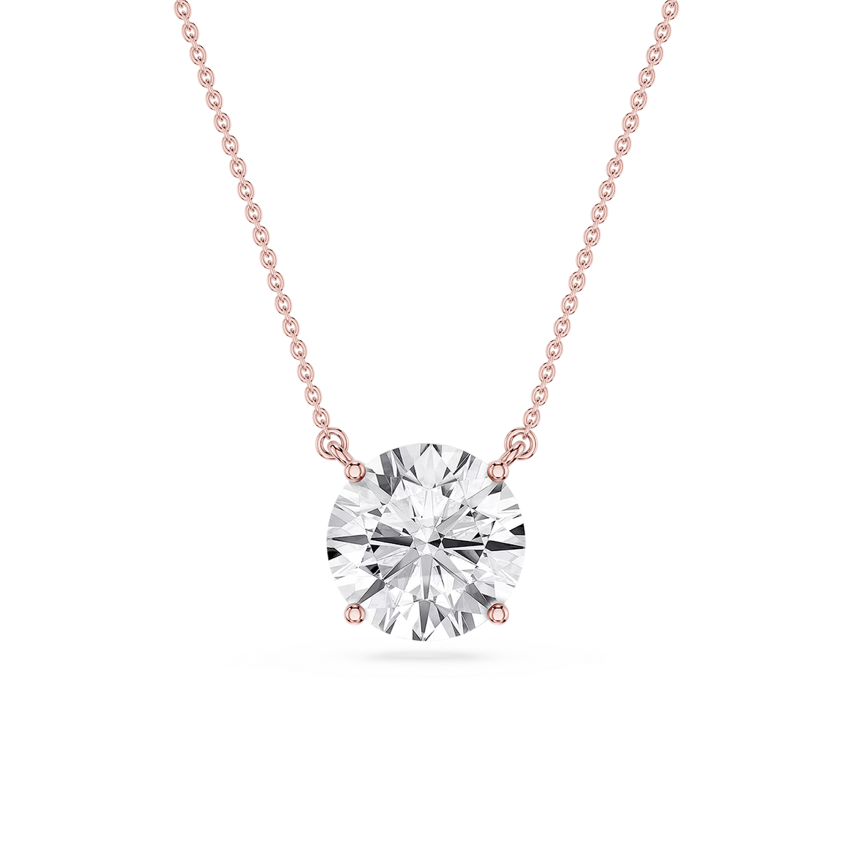 Round Lab Grown Diamond 4 Prong Solitaire Pendant - 16 to 18 Inches