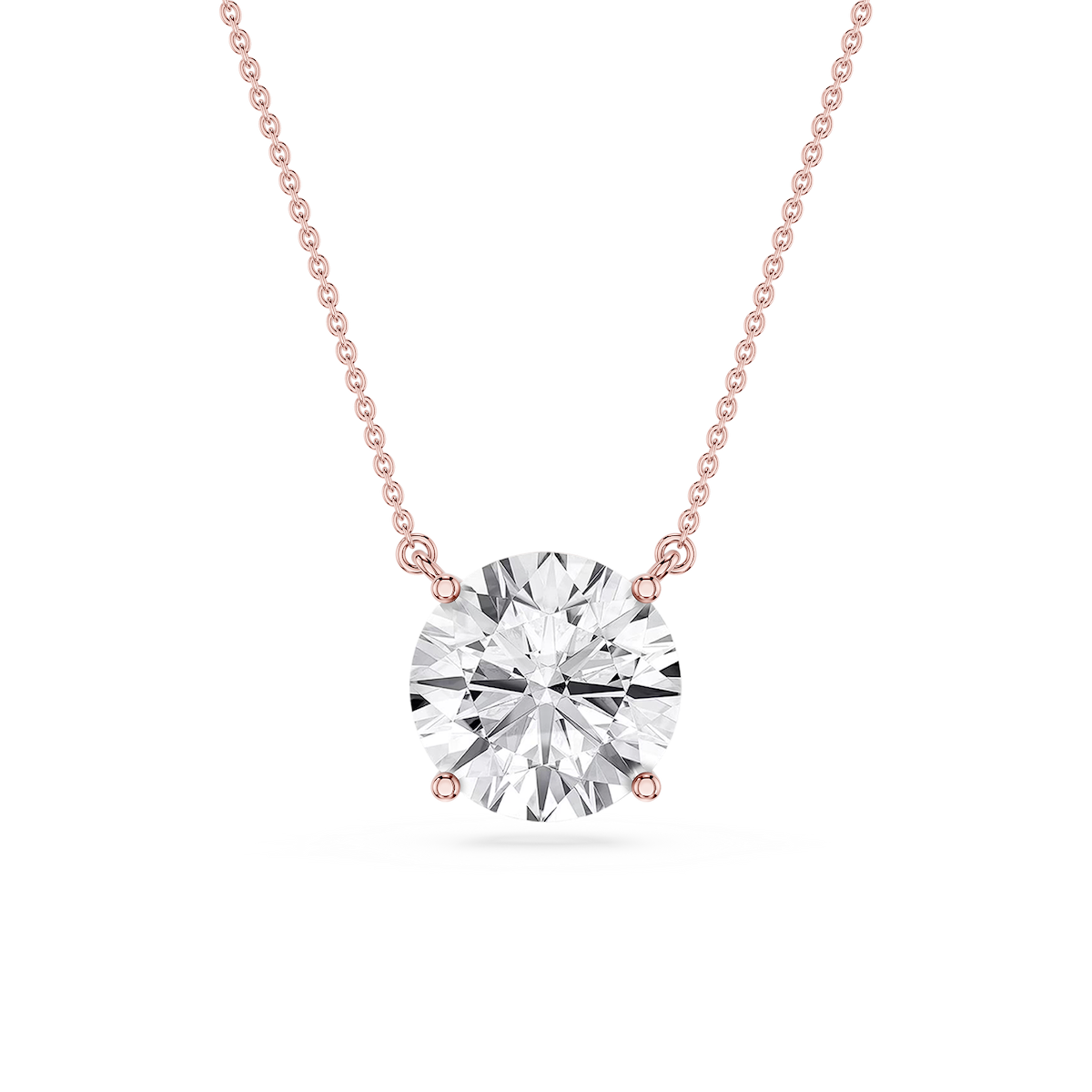 Round Lab Grown Diamond 4 Prong Solitaire Pendant - 16 to 18 Inches