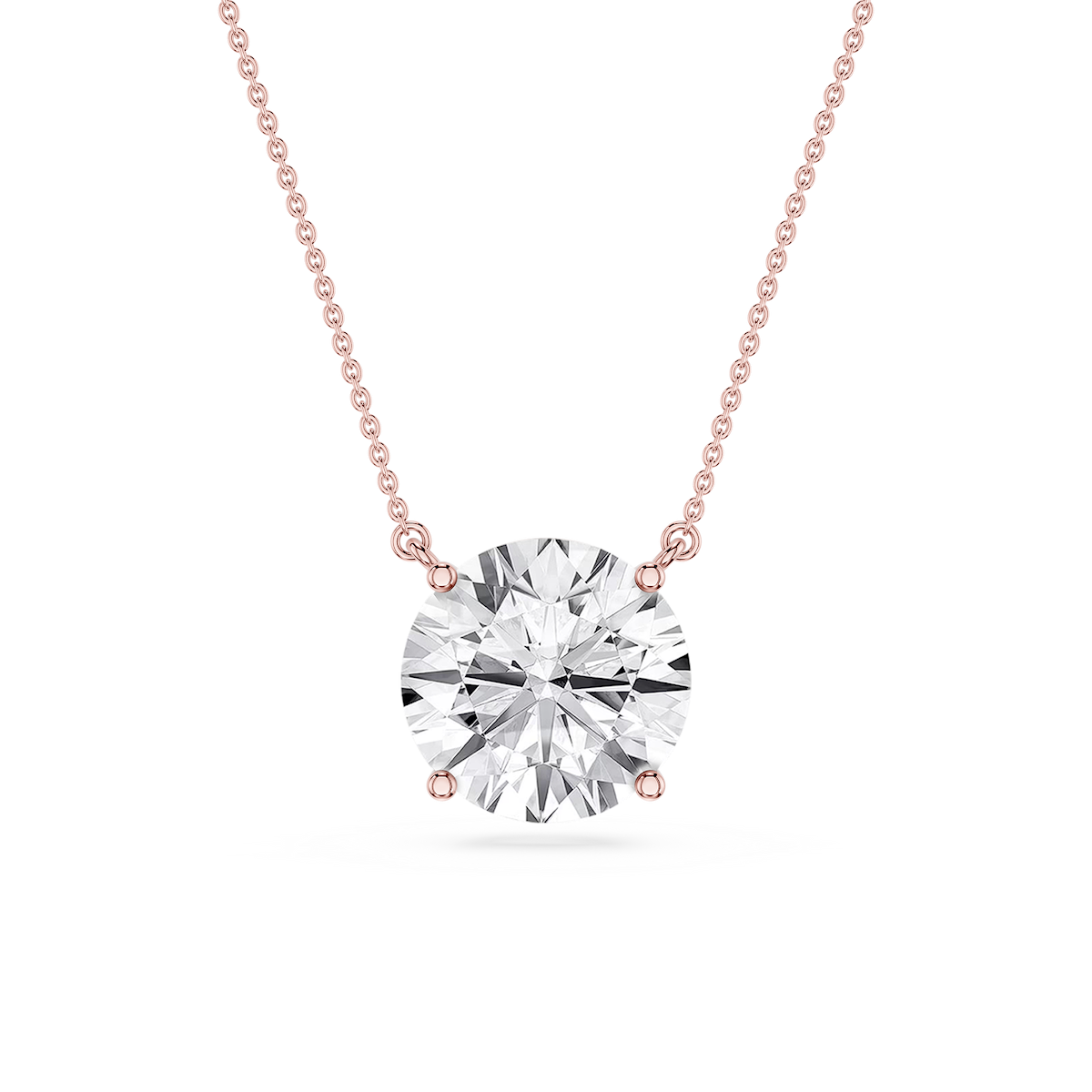 Round Lab Grown Diamond 4 Prong Solitaire Pendant - 16 to 18 Inches