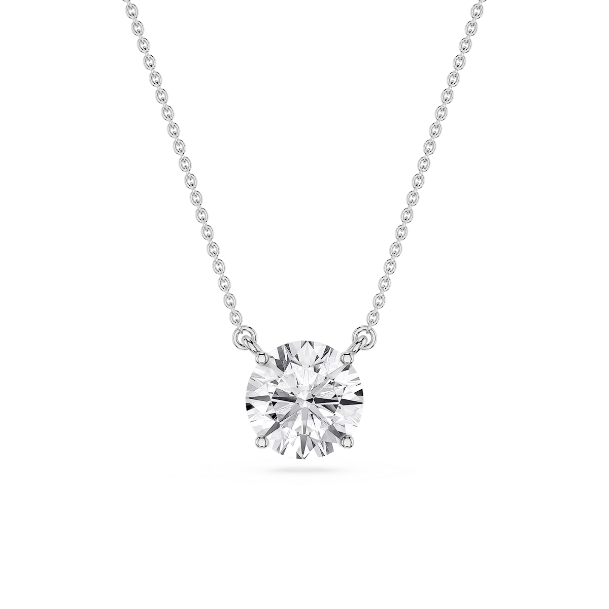 Round Lab Grown Diamond 4 Prong Solitaire Pendant - 16 to 18 Inches