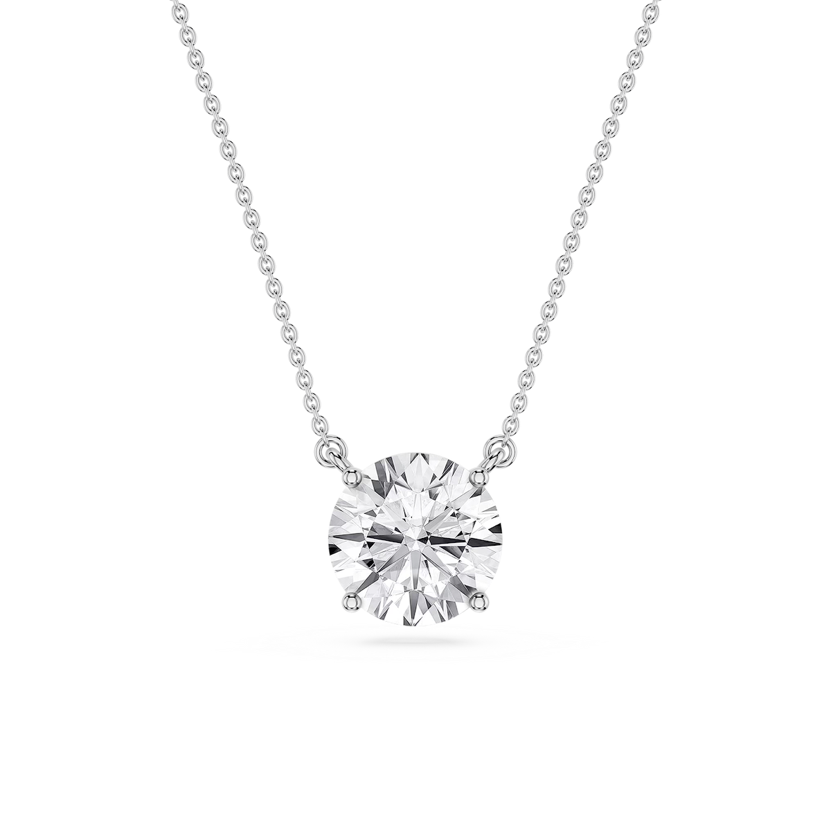 Round Lab Grown Diamond 4 Prong Solitaire Pendant - 16 to 18 Inches