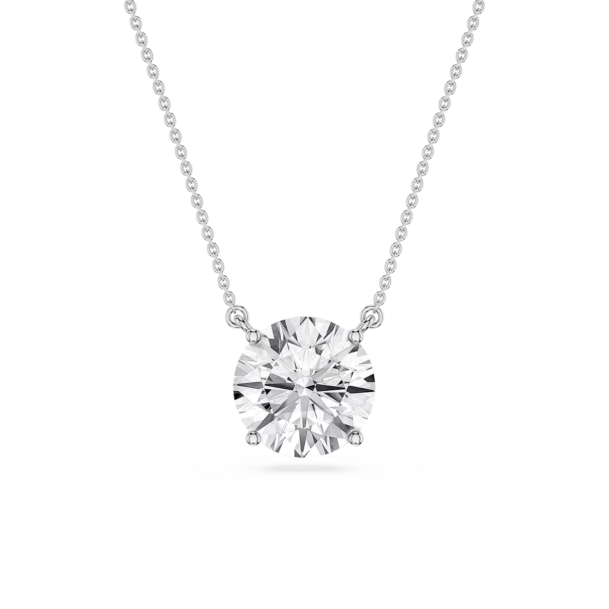 Round Lab Grown Diamond 4 Prong Solitaire Pendant - 16 to 18 Inches