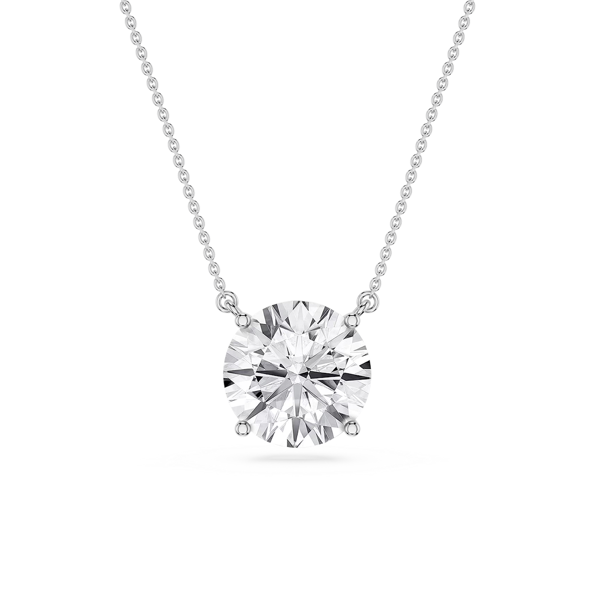 Round Lab Grown Diamond 4 Prong Solitaire Pendant - 16 to 18 Inches