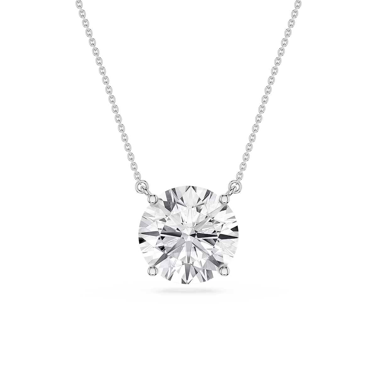 Round Lab Grown Diamond 4 Prong Solitaire Pendant - 16 to 18 Inches