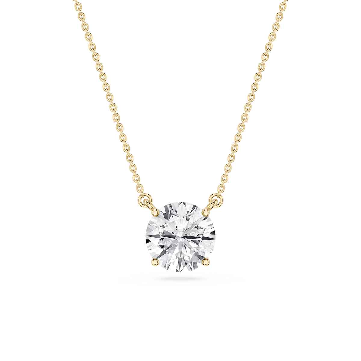 Round Lab Grown Diamond 4 Prong Solitaire Pendant - 16 to 18 Inches