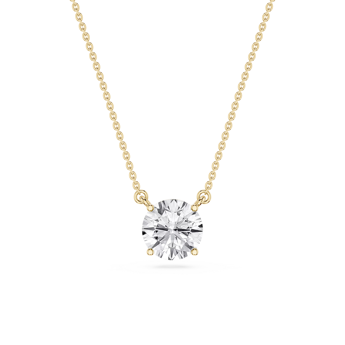 Round Lab Grown Diamond 4 Prong Solitaire Pendant - 16 to 18 Inches