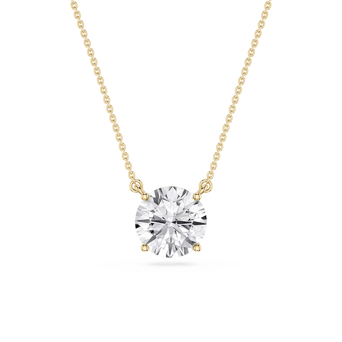 Round Lab Grown Diamond 4 Prong Solitaire Pendant - 16 to 18 Inches