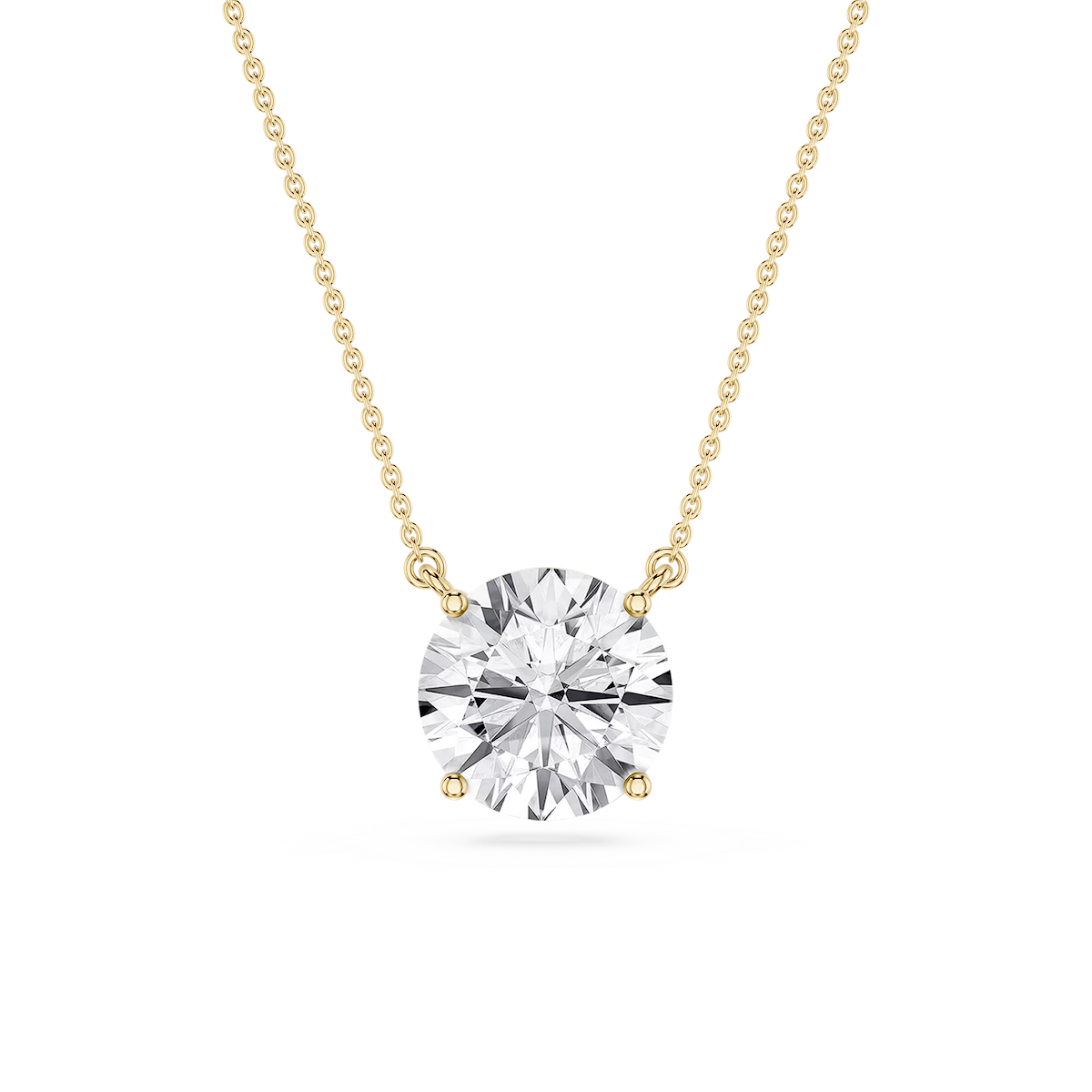 Round Lab Grown Diamond 4 Prong Solitaire Pendant - 16 to 18 Inches